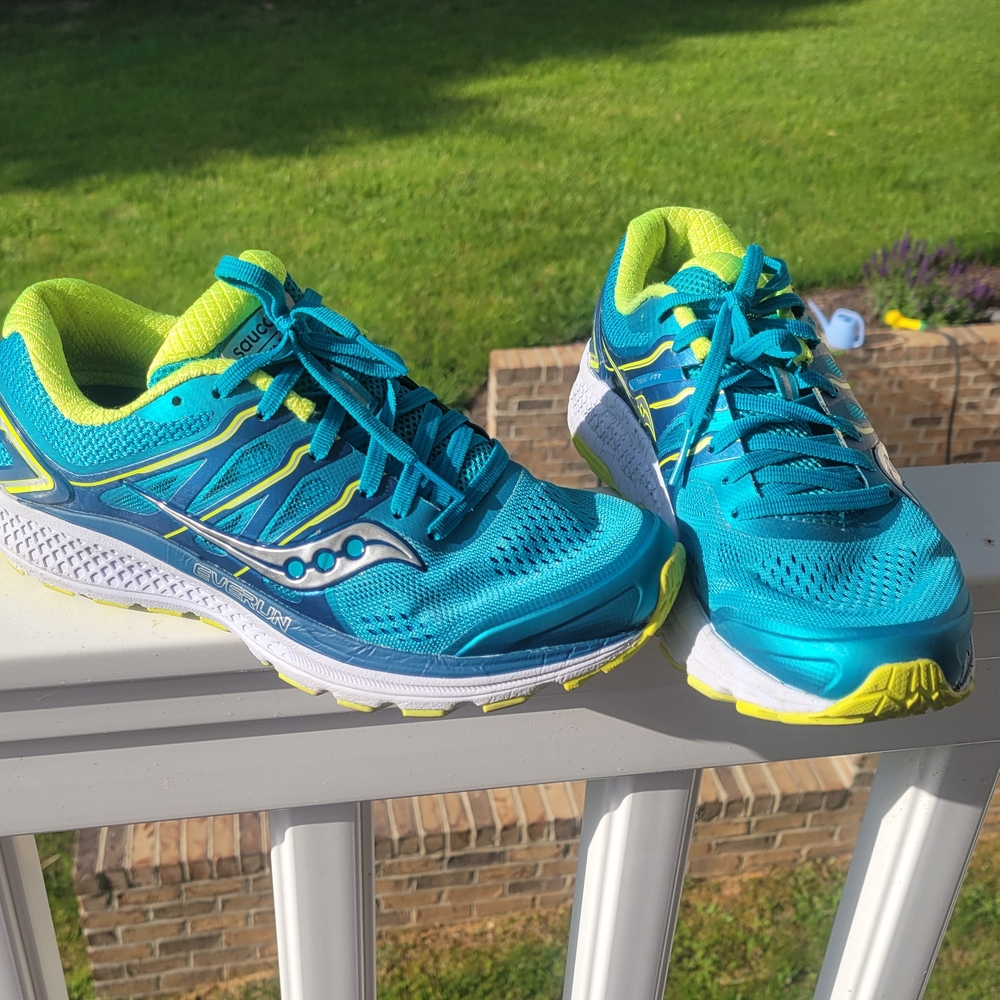 Saucony Blue and Green Running Shoes